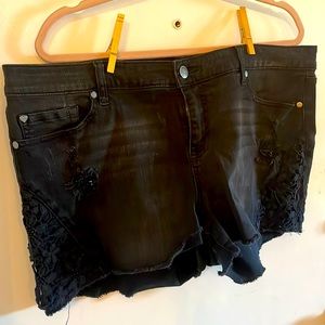 Black jean shirts with lace detail